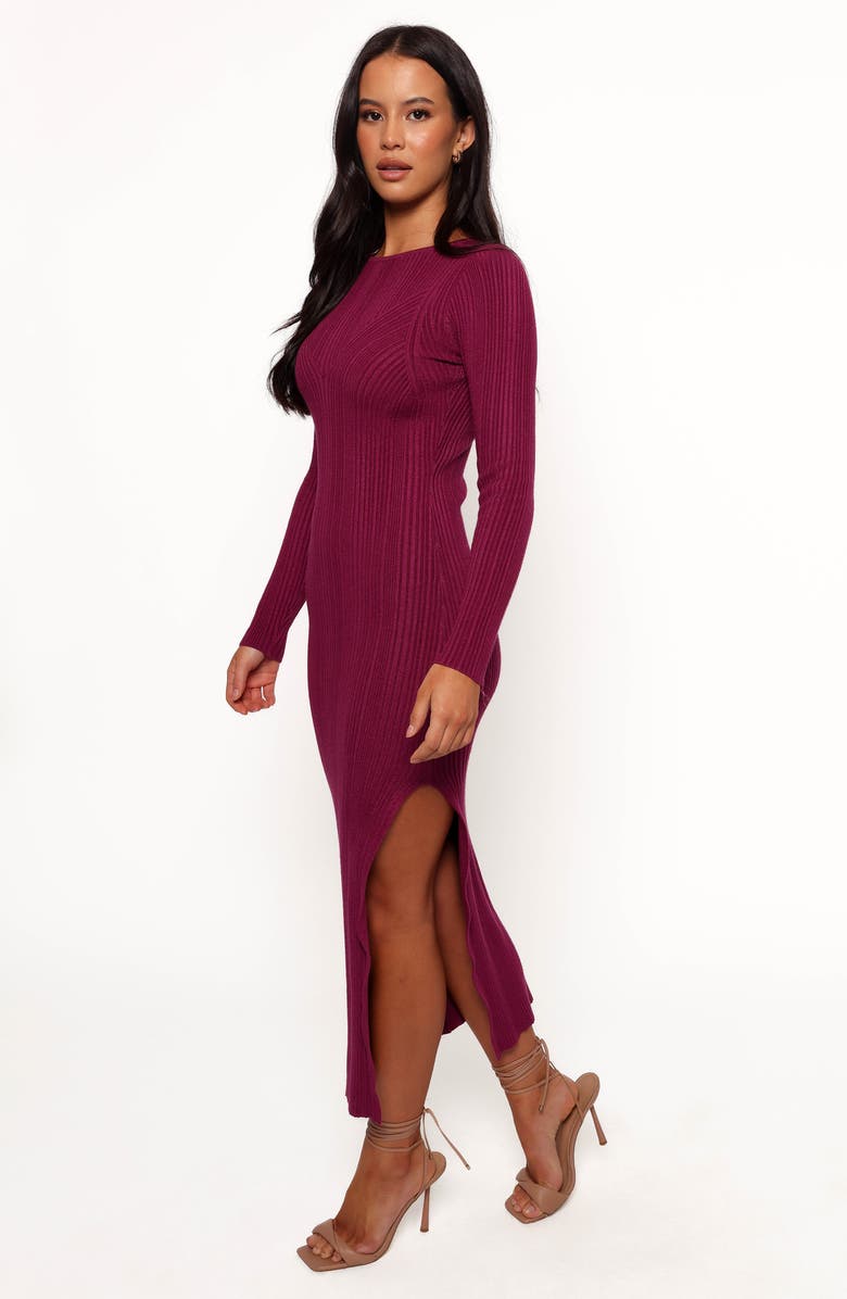 Petal & Pup Mattie Long Sleeve Rib Maxi Dress, Alternate, color, Plum
