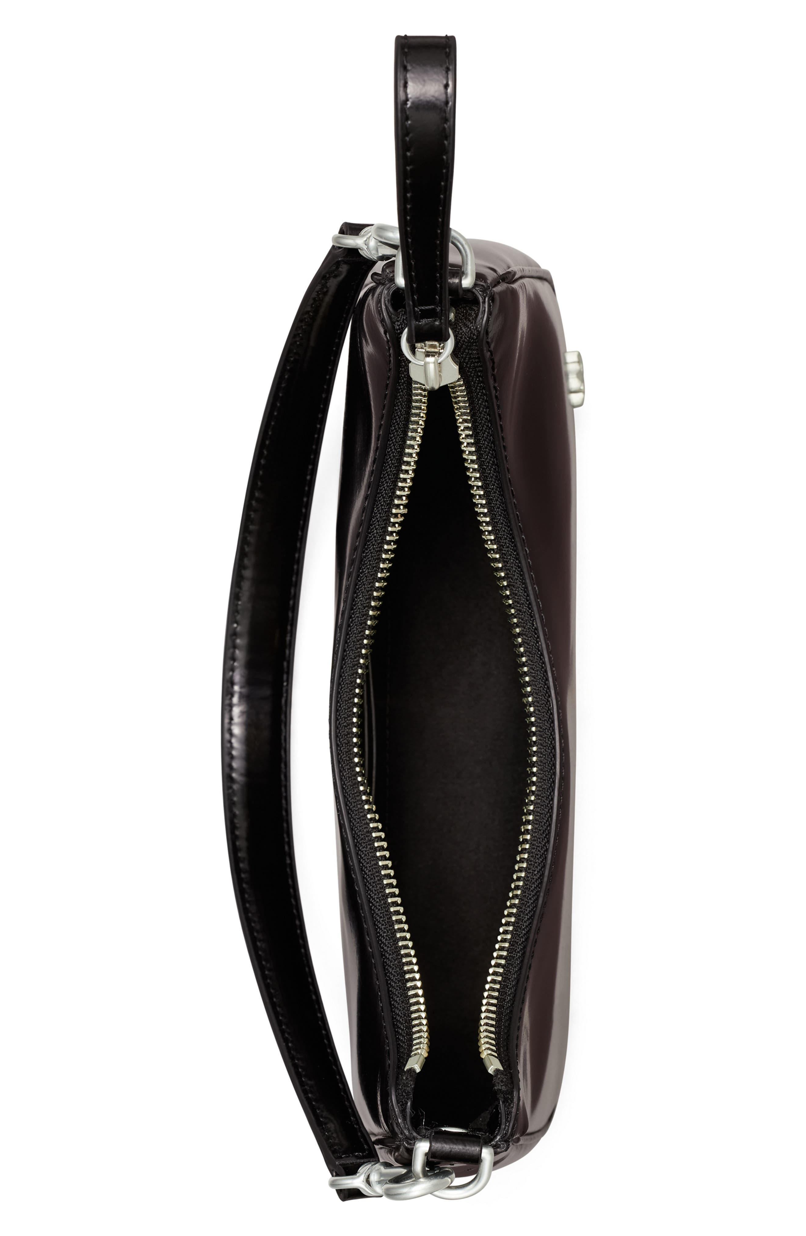 Tory Burch 151 Mercer Patent Small Leather Crescent Bag, Alternate, color, 