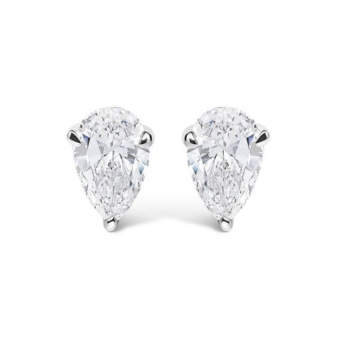14k Gold 1/2 Cttw Lab Grown Pear Shaped Solitaire Diamond Stud Earrings