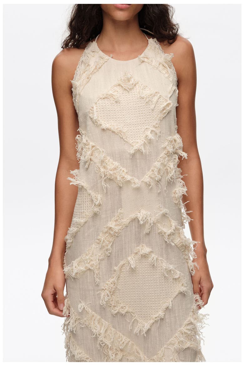 Halter Neck Dress With Fringing, Alternate, color, IVORY