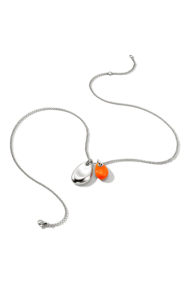 Diamond Bail Enamel Pendant Necklace, Alternate, color, ORANGE