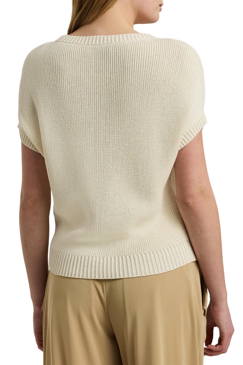 Rib Knit Short Sleeve Sweater, Alternate, color, MASCARPONE CREAM