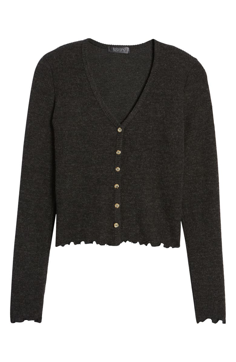 La La Land Creative Co Crop Lettuce Edge Cardigan, Alternate, color,