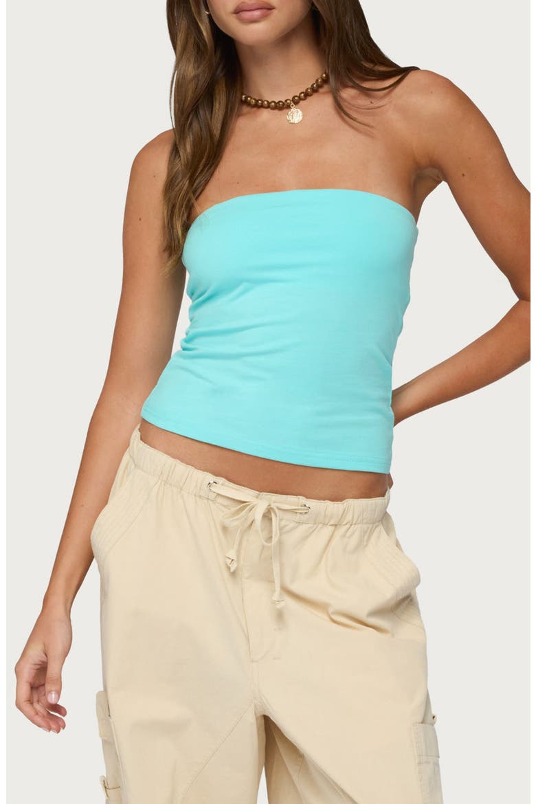 Shelf Bra Stretch Cotton Tube Top, Main, color, TURQUOISE