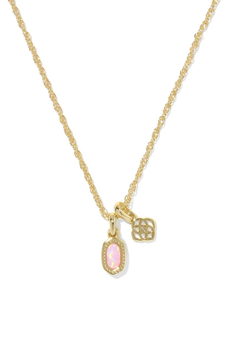 Mini Elisa Dira Lab Created Opal Pendant Necklace, Main, color, GOLD LIGHT PINK OPAL