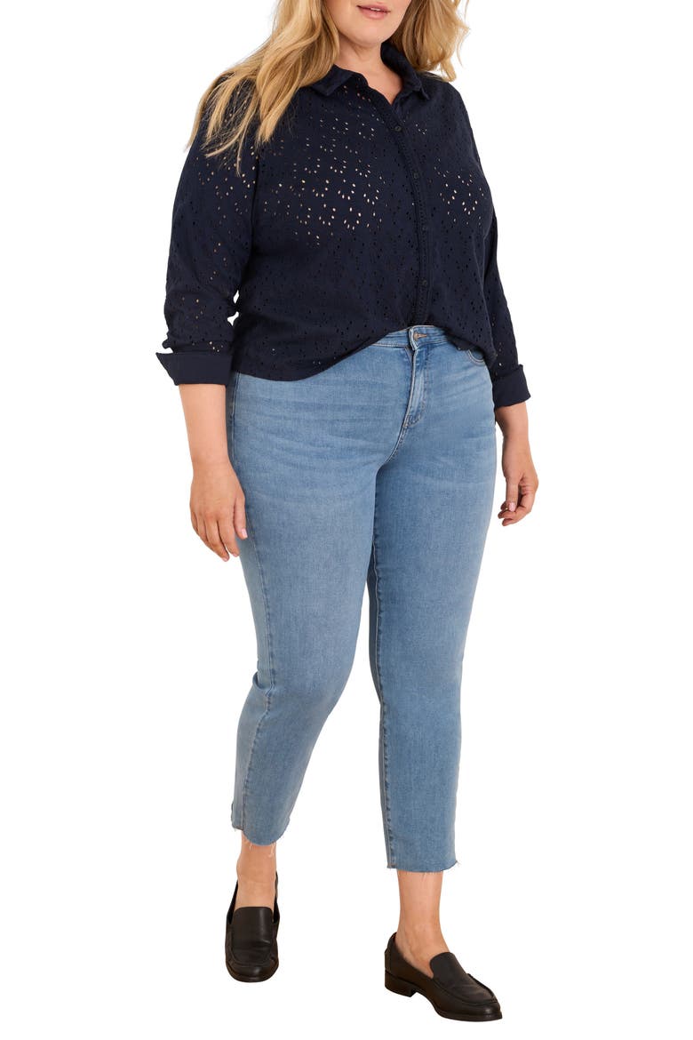 Eyelet Poplin Shirt, Alternate, color, DARK INDIGO