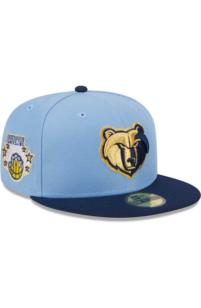 New Era Men's New Era Light Blue/Navy Memphis Grizzlies Gameday Gold Pop Stars 59FIFTY Fitted Hat, Alternate, color,