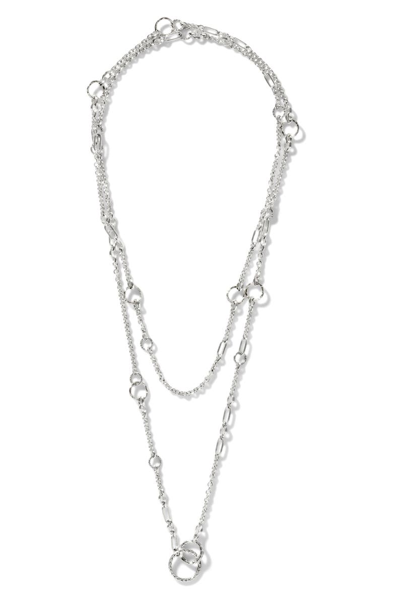 John Hardy Classic Chain Hammered Silver Sautoir Necklace, Main, color, Silver