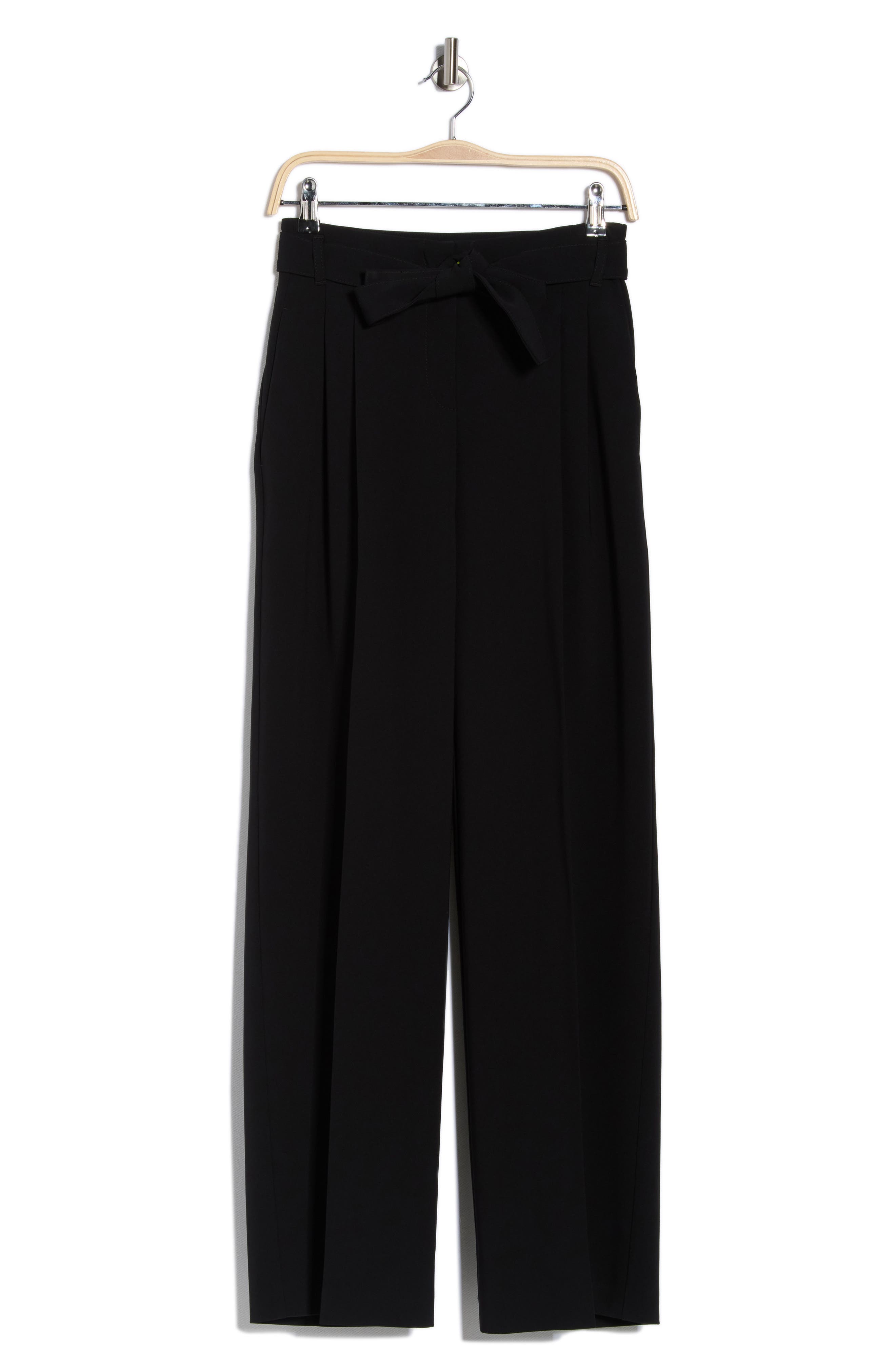 BOSS Tapiana Pleated Tie Waist Straight Leg Pants