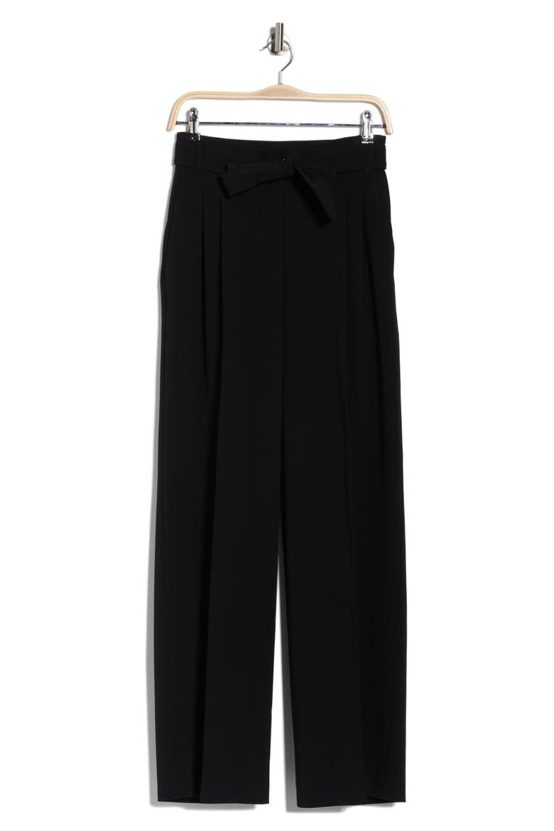 Tapiana Pleated Tie Waist Straight Leg Pants, Alternate, color, BLACK