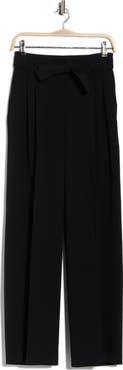 BOSS Tapiana Pleated Tie Waist Straight Leg Pants