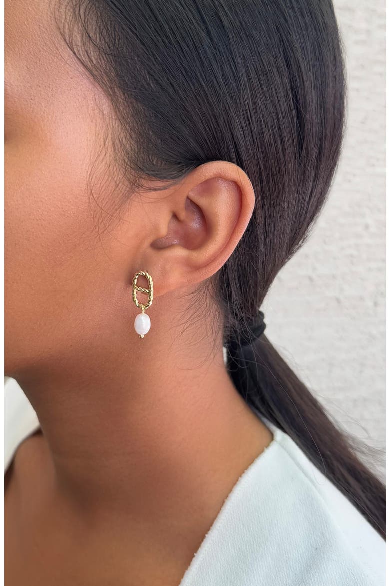 Freshwater Pearl Drop Mariner Chain Earrings, Alternate, color, WHITE