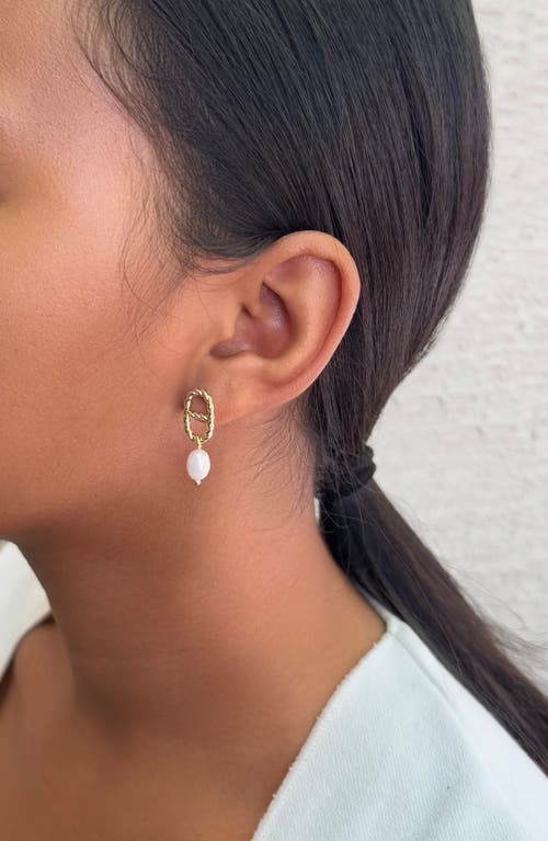 Adornia Freshwater Pearl Drop Mariner Chain Earrings In White