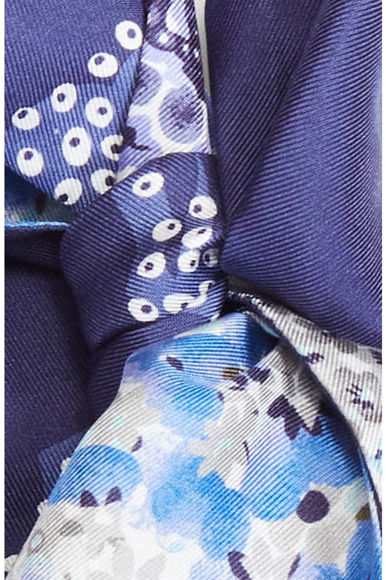 Fiorenza Floral Reversible Silk Skinny Scarf, Alternate, color, NEW NAVY/BLU