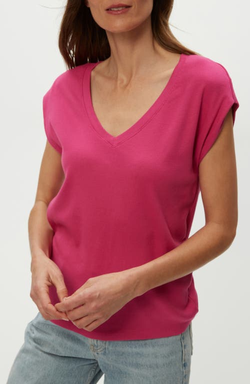 Shop Michael Stars Tati Power Shoulder Rib Top In Pitaya