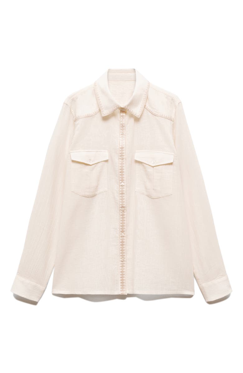 MANGO Embroidered Button-Up Shirt, Alternate, color, 