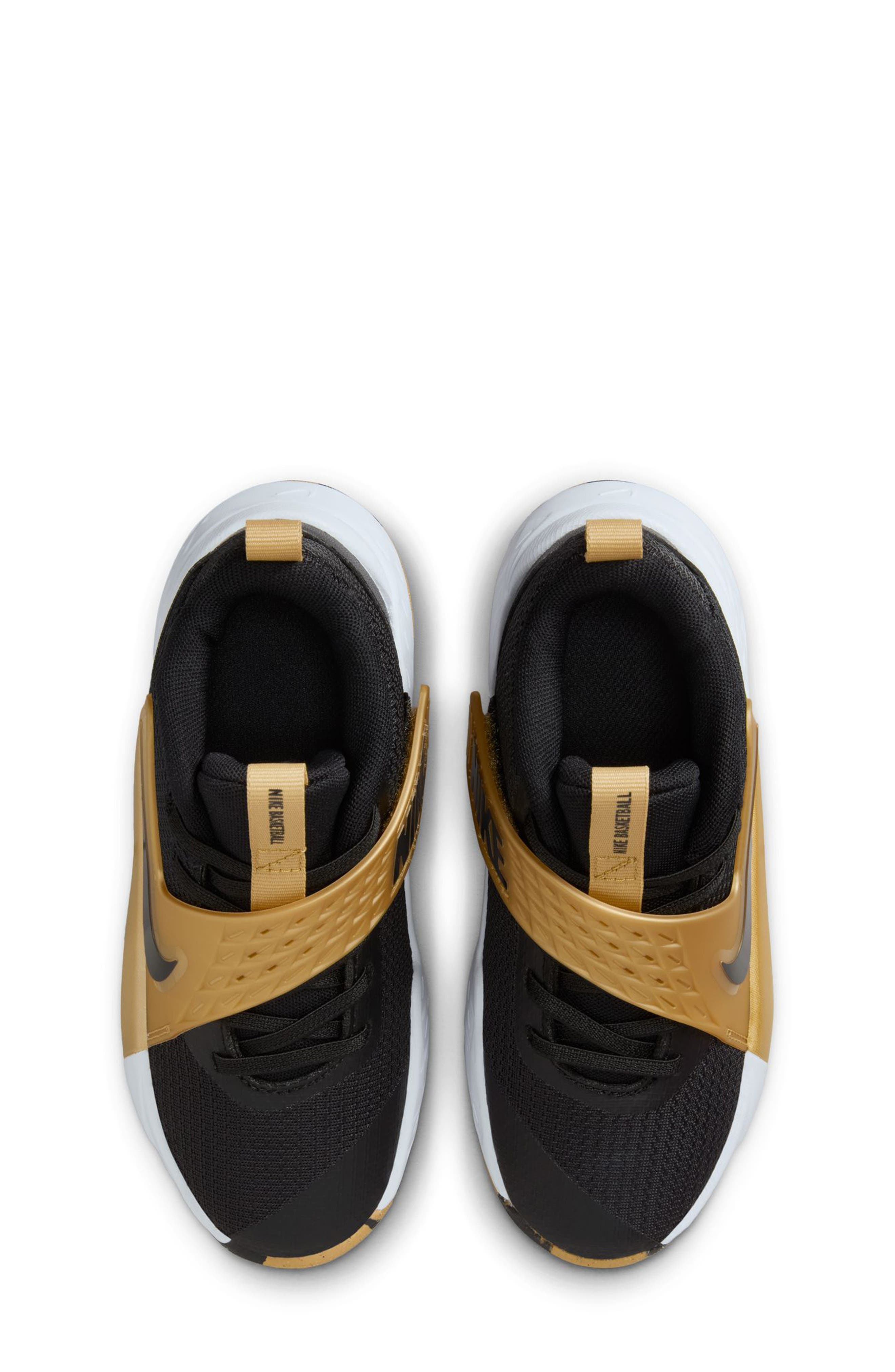 Nike Kids' Team Hustle D 12 Basketball Sneaker, Alternate, color, Black/ Metallic Gold/ White