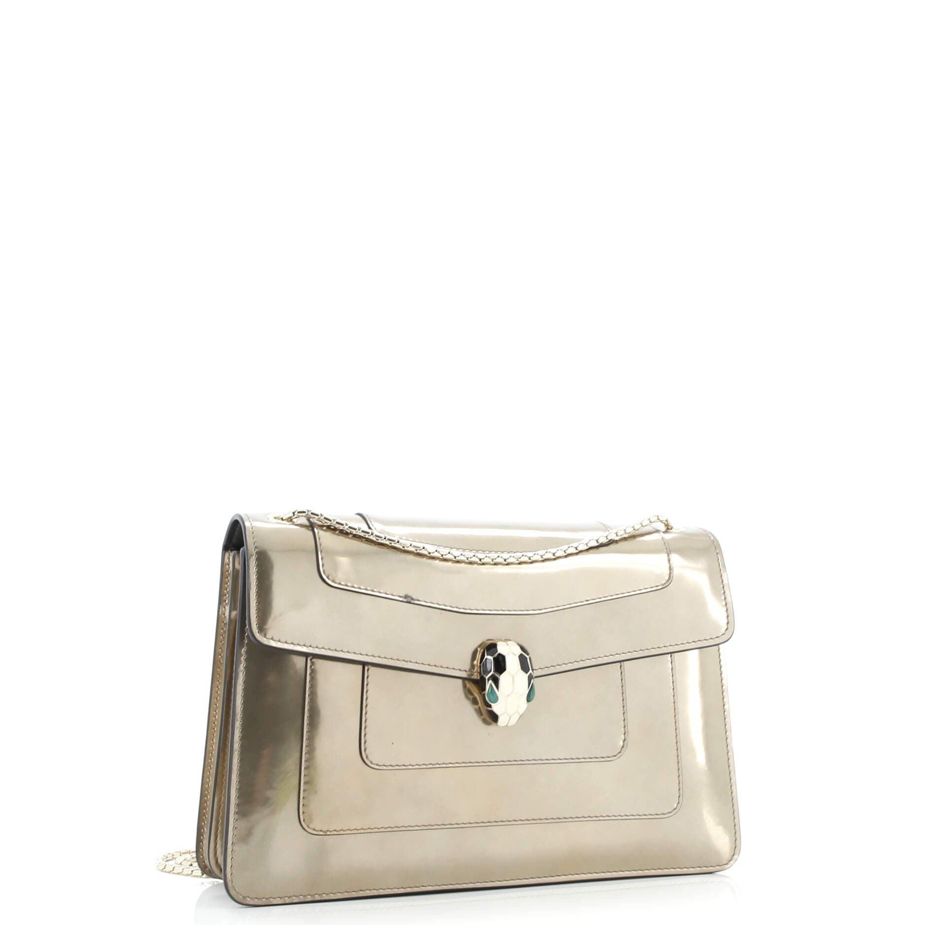 Serpenti Forever Shoulder Bag Patent Medium, Alternate, color, Metallic Gold
