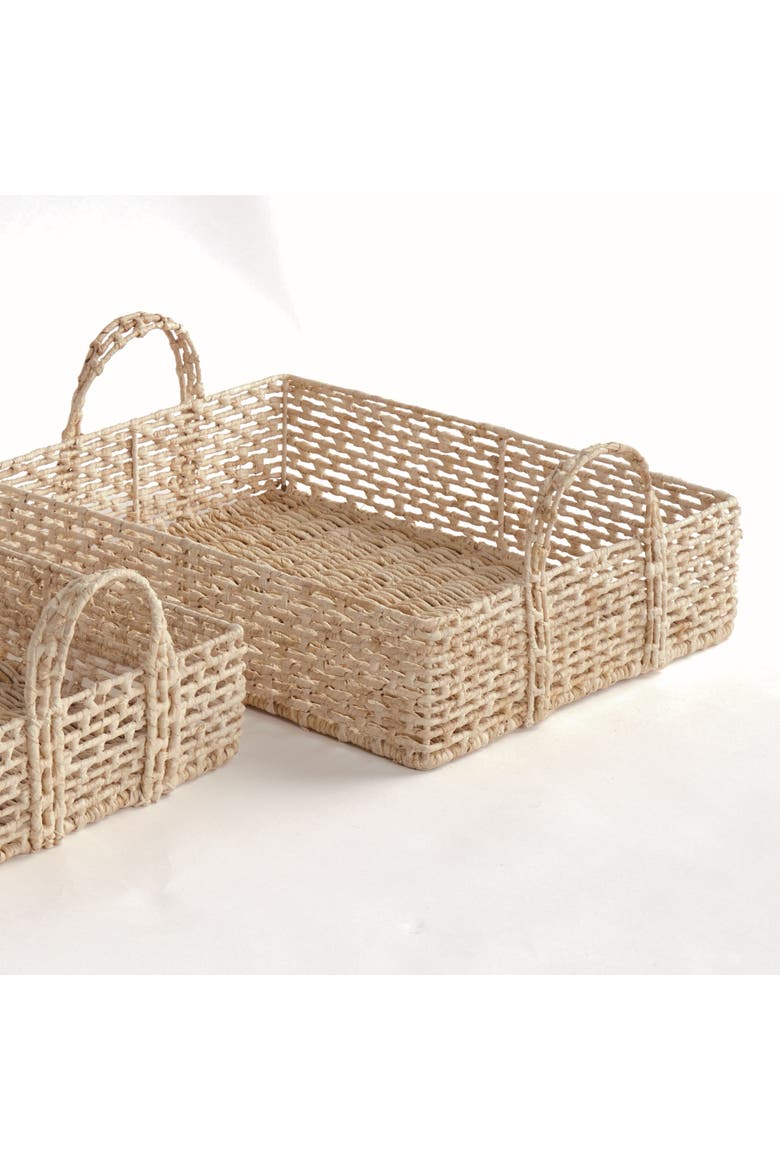 Juliet Abaca Nesting Rectangular Trays, Natural, Set of 2, Alternate, color, Brown