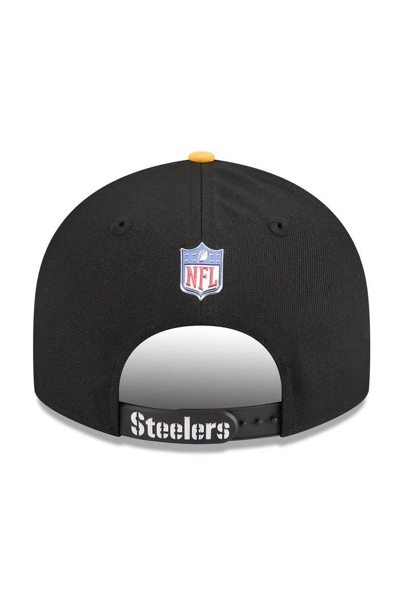 Men's New Era  Black/Gold Pittsburgh Steelers 2026 NFL Draft On Stage Pre-Curved 9FIFTY Snapback Hat, Alternate, color, Black
