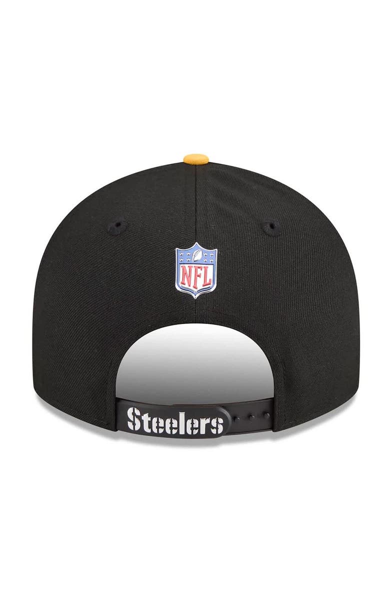 New Era Men's New Era  Black/Gold Pittsburgh Steelers 2026 NFL Draft On Stage Pre-Curved 9FIFTY Snapback Hat, Alternate, color, Black