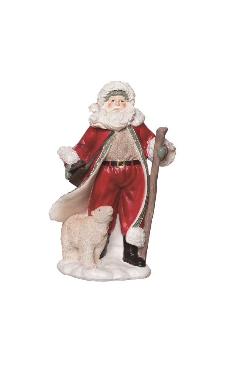 Multicolor Gilded Accent Santa Figurine Decorative Resin Decor, Main, color, Multicolored