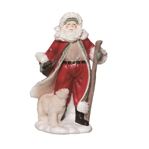 Multicolor Gilded Accent Santa Figurine Decorative Resin Decor