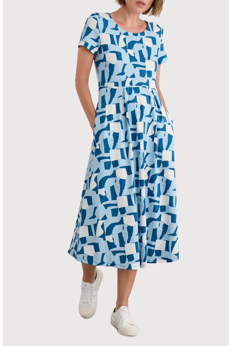 Veronica Geo Print Stretch Organic Cotton Jersey Midi Dress video