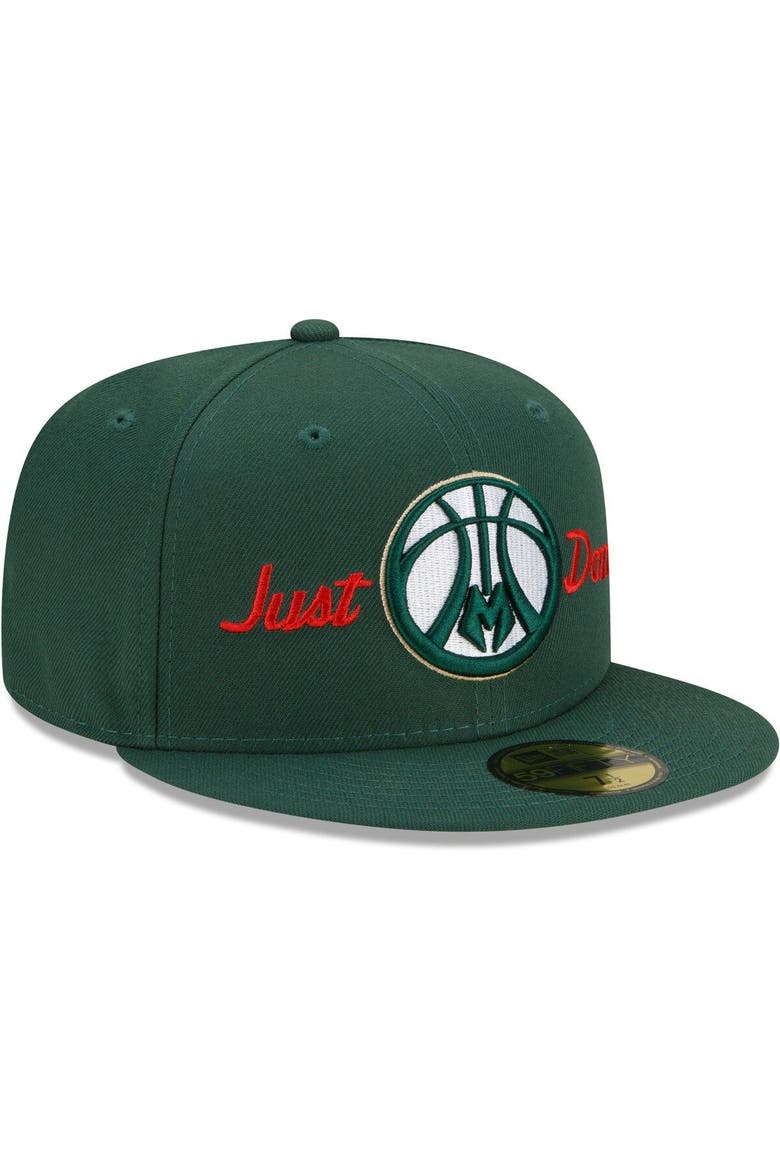 Men's New Era x Just Don Hunter Green Milwaukee Bucks 59FIFTY Fitted Hat, Alternate, color, Hunter Green