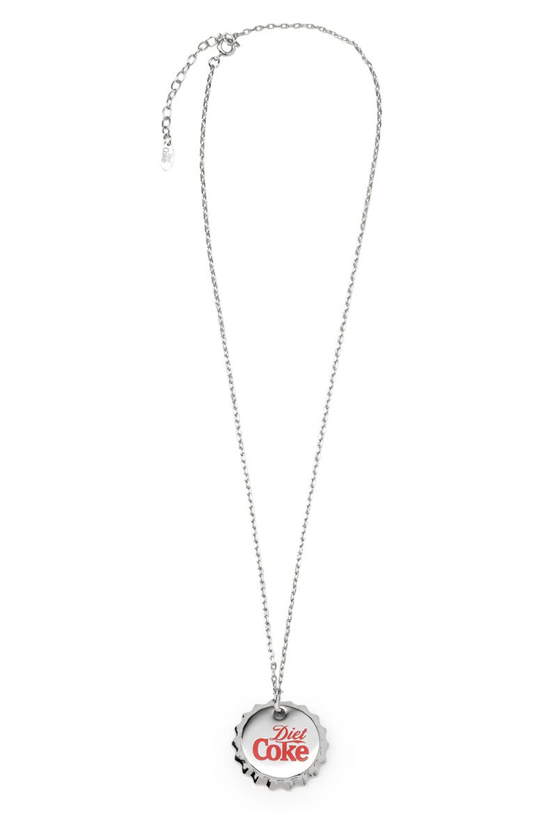 Men's Diet Coke Cap Pendant Necklace, Alternate, color, SILVER