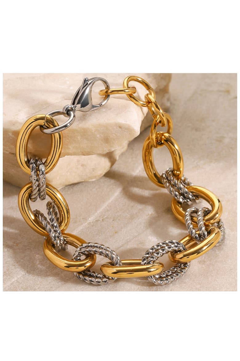 Mixed Metallic Link Bracelet, Alternate, color, GOLD/ SILVER
