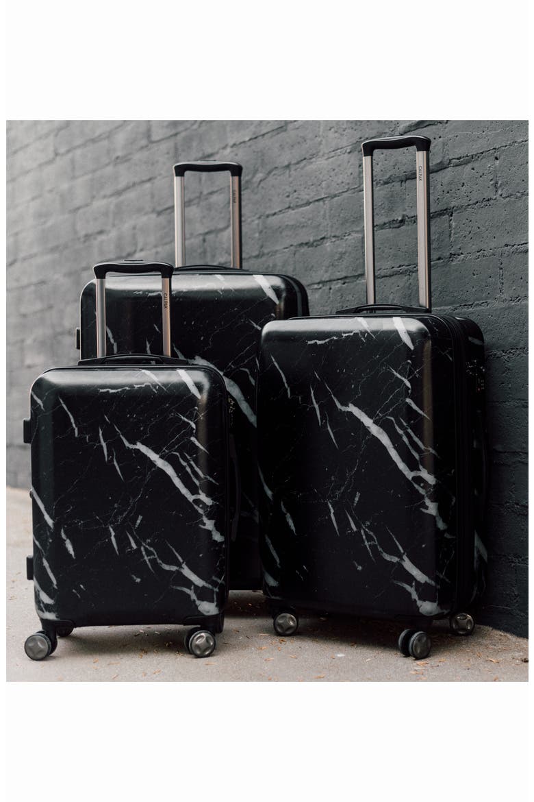 Astyll 3-Piece Marbled Luggage Set, Alternate, color, BLACK