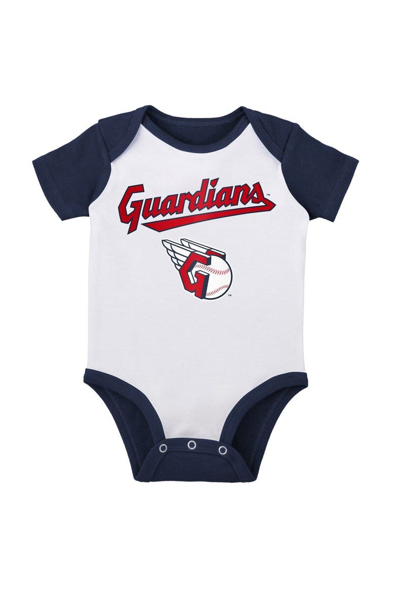 Infant White/Heather Gray Cleveland Guardians Two-Pack Little Slugger Bodysuit Set, Alternate, color, White