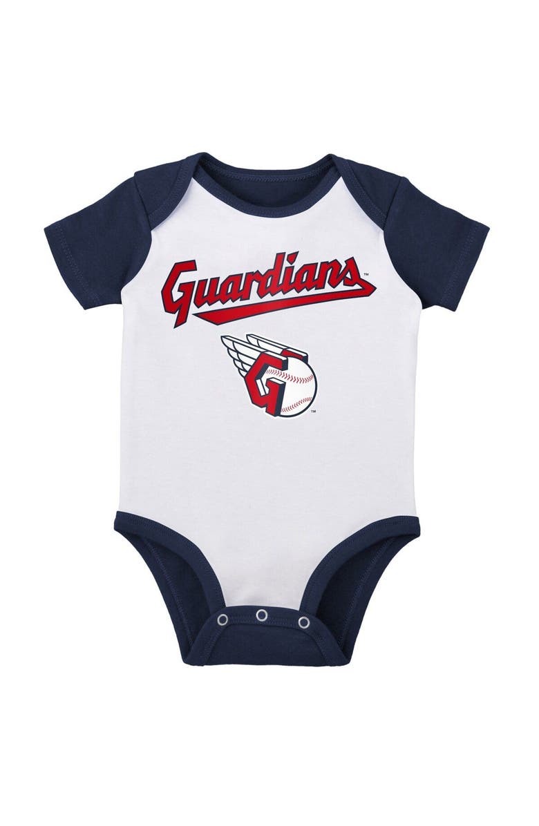 Outerstuff Infant White/Heather Gray Cleveland Guardians Two-Pack Little Slugger Bodysuit Set, Alternate, color, White