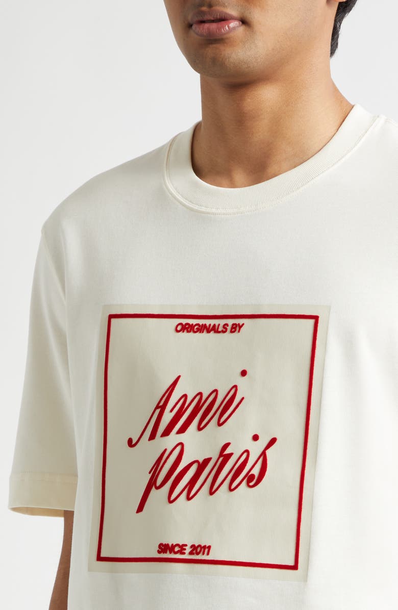 AMI PARIS Boxy Cotton Graphic T-Shirt, Alternate, color, Blanc Creme