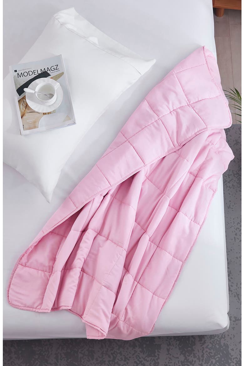 Microfiber Travel Weighted 5lb Blanket, Alternate, color, PINK