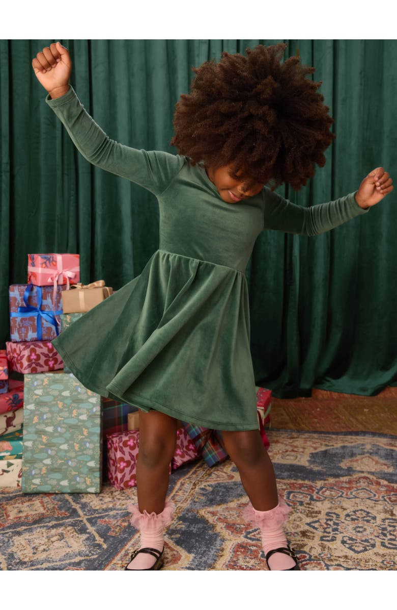 Tea Collection Velour Ballet Dress, Alternate, color, Pineneedle