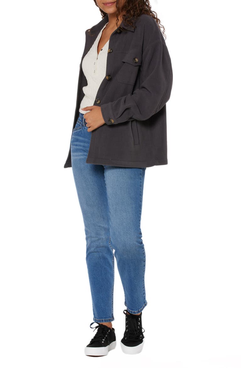 Carleen Microfleece Solid Shacket, Alternate, color, GALAXY GREY