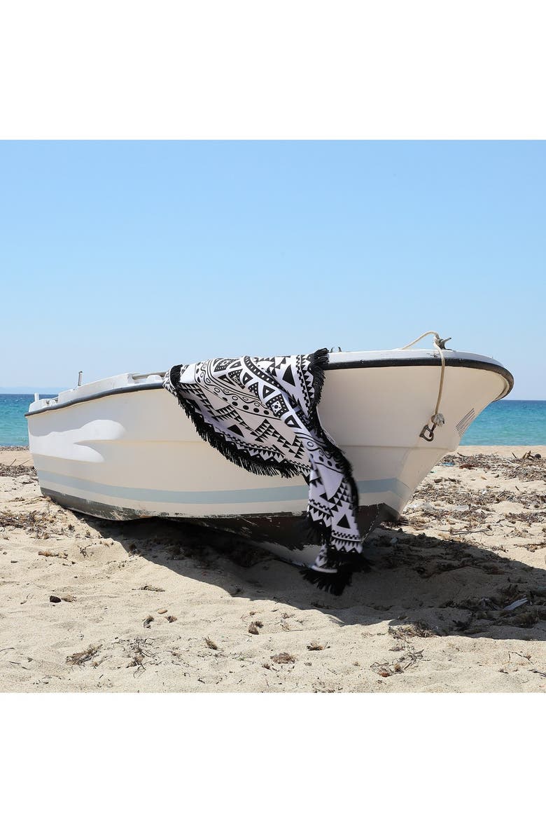 Linum Home Textiles 'Kilim' Turkish Pestemal Round Beach Towel, Alternate, color, 