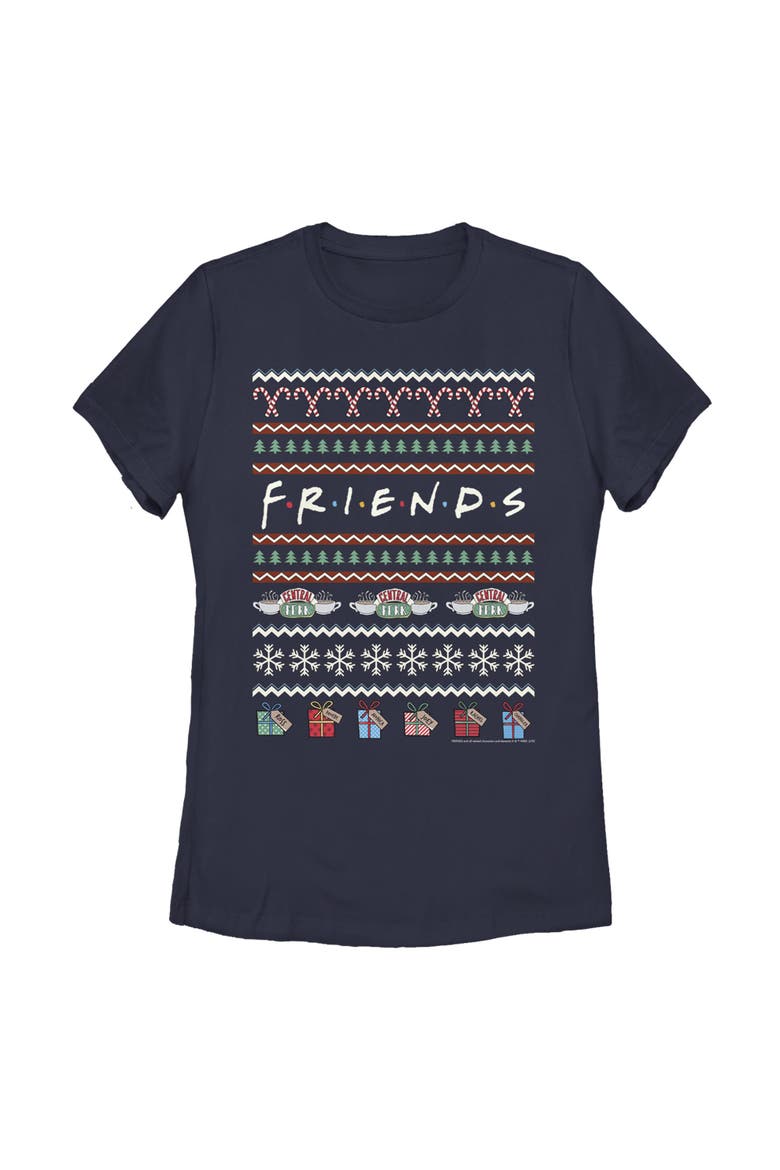 Women's Friends Ugly Christmas Sweater Print Logo  Graphic T-Shirt, Main, color, Navy Blue