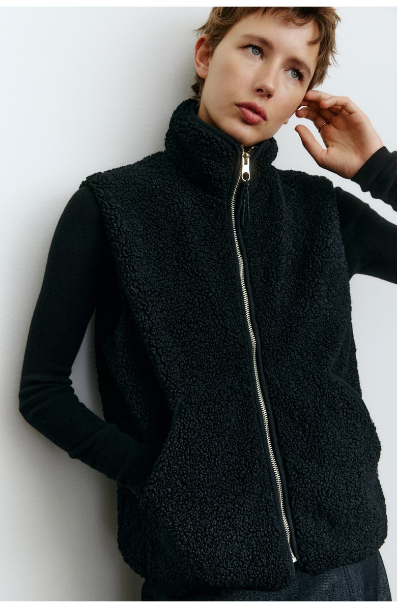 H&M Teddy Gilet, Alternate, color, Black