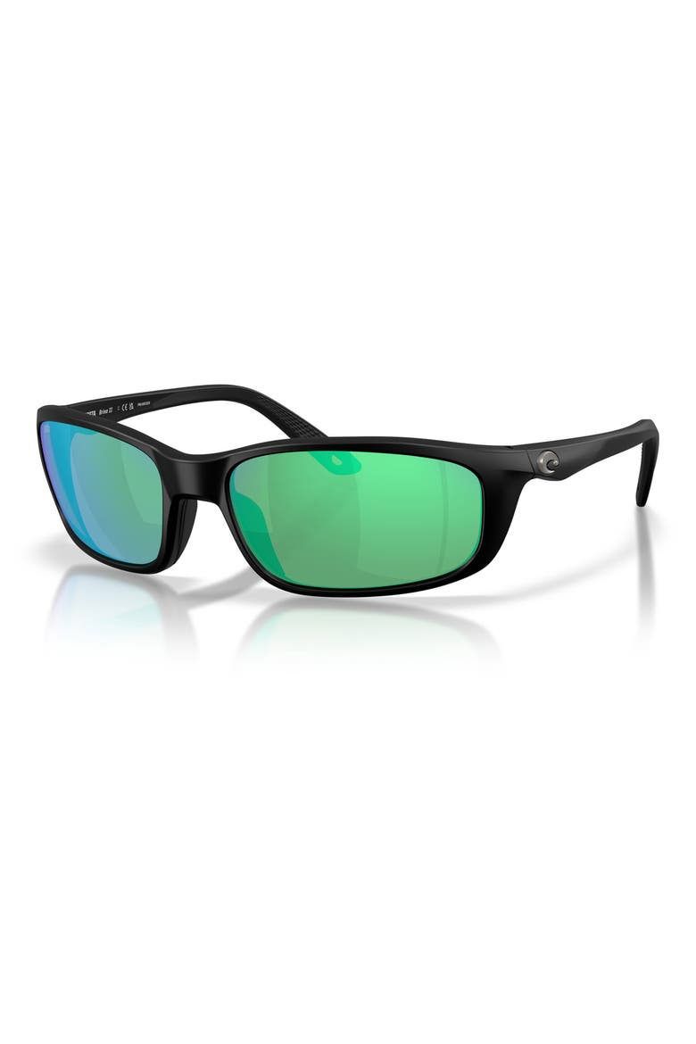 Brine II 59mm Polarized Rectangular Sunglasses, Alternate, color, BLACK / GREEN MIRROR 580G