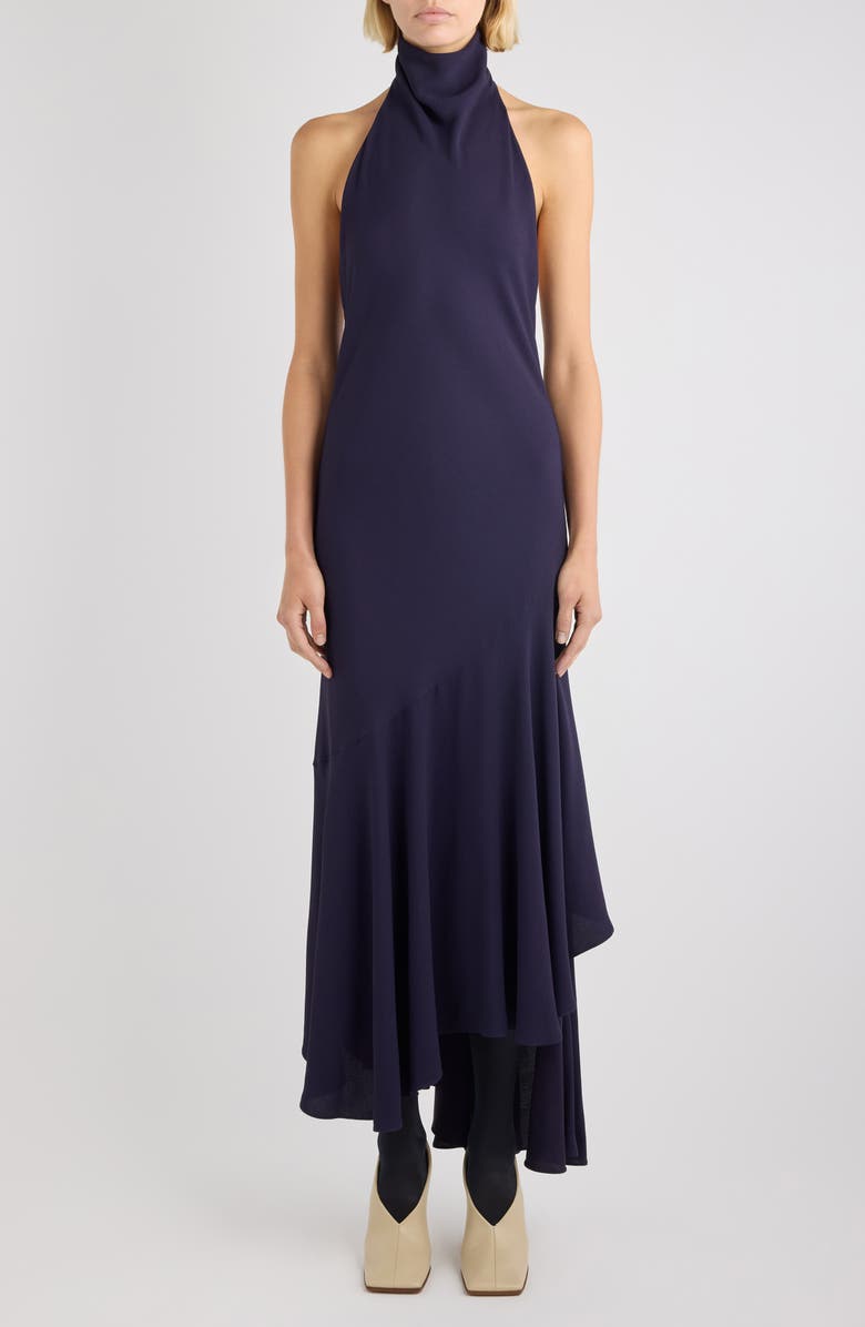 Alaïa Asymmetric Halter Dress, Main, color, Aubergine