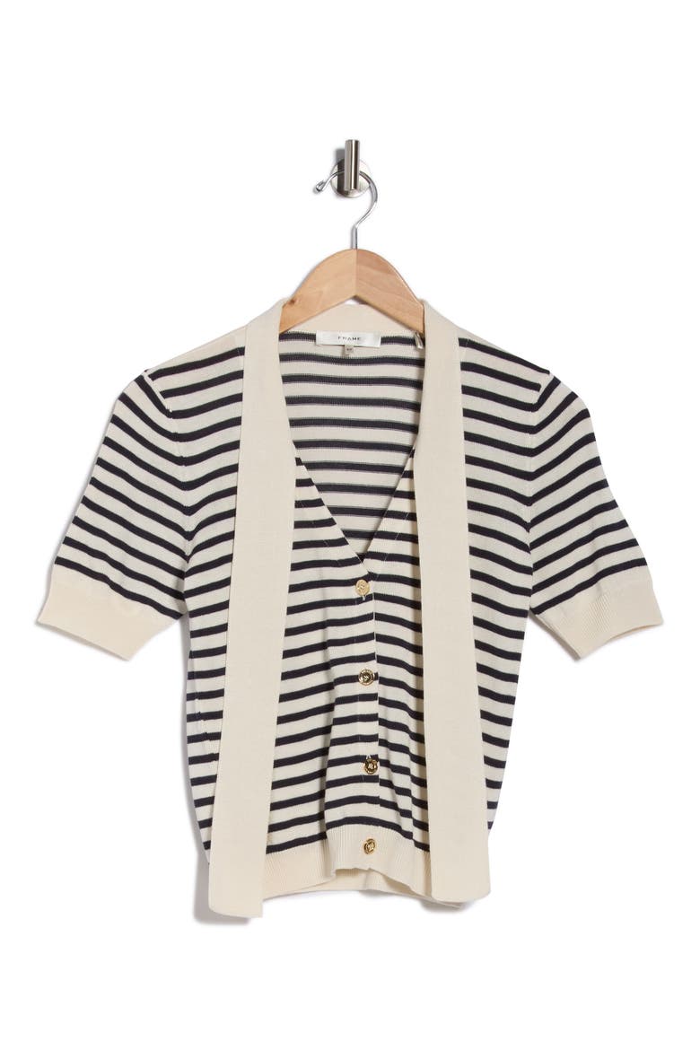 Sailor Tie Short Sleeve Cardigan, Alternate, color, NAVY MULTI