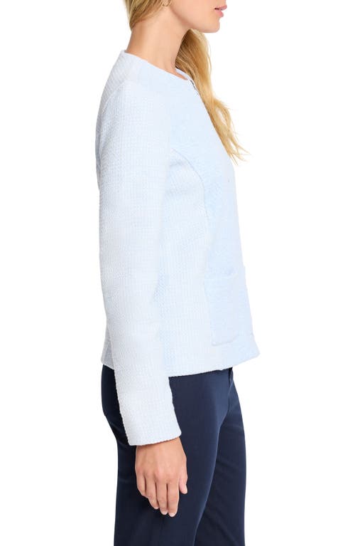 Nic + Zoe Nic+zoe Woven & Knit Zip Jacket In Blue Mix