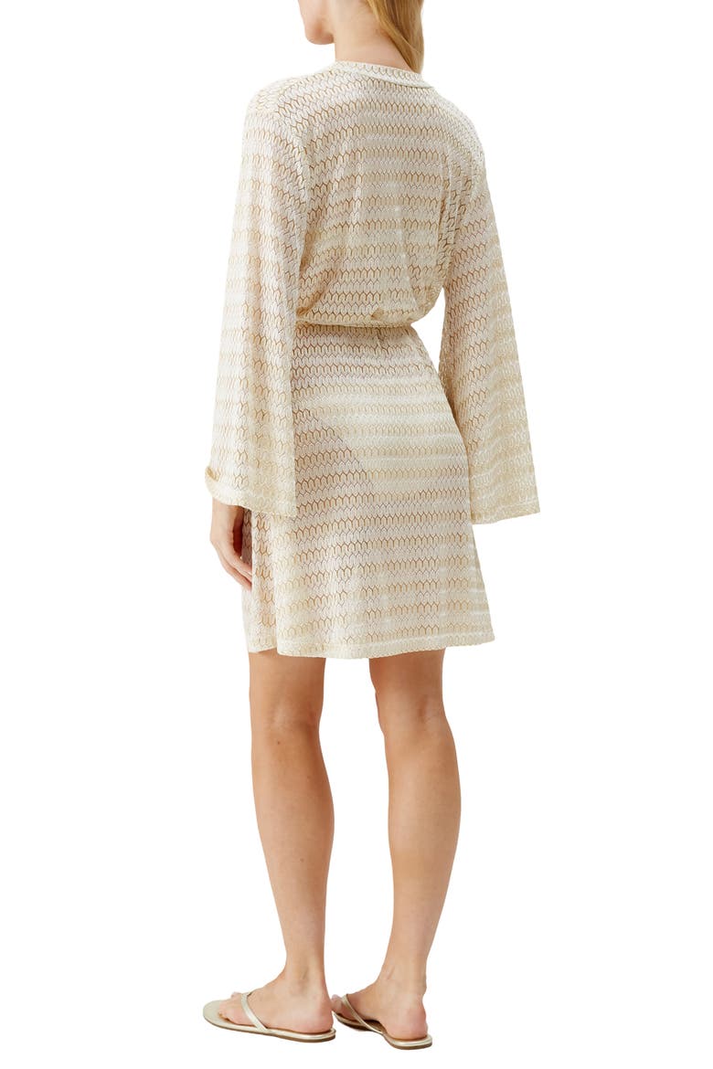 Anna Metallic Long Sleeve Cover-Up, Alternate, color, GOLD/CREAM