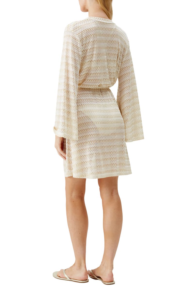 Melissa Odabash Anna Metallic Long Sleeve Cover-Up, Alternate, color, Gold/Cream