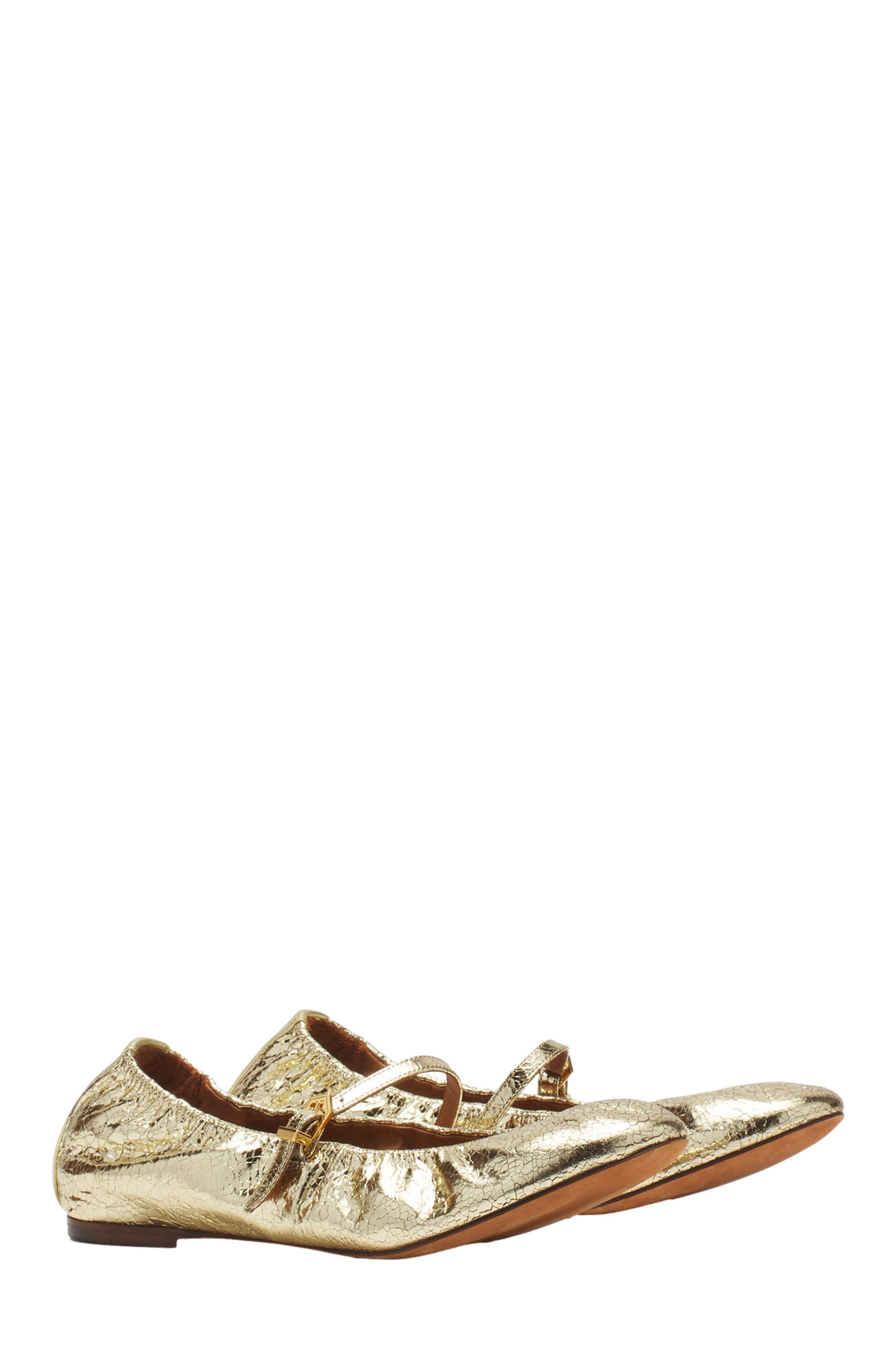 Lanvin MARY JANE IN CRACKLED METALLIC LEATHER, Alternate, color, 