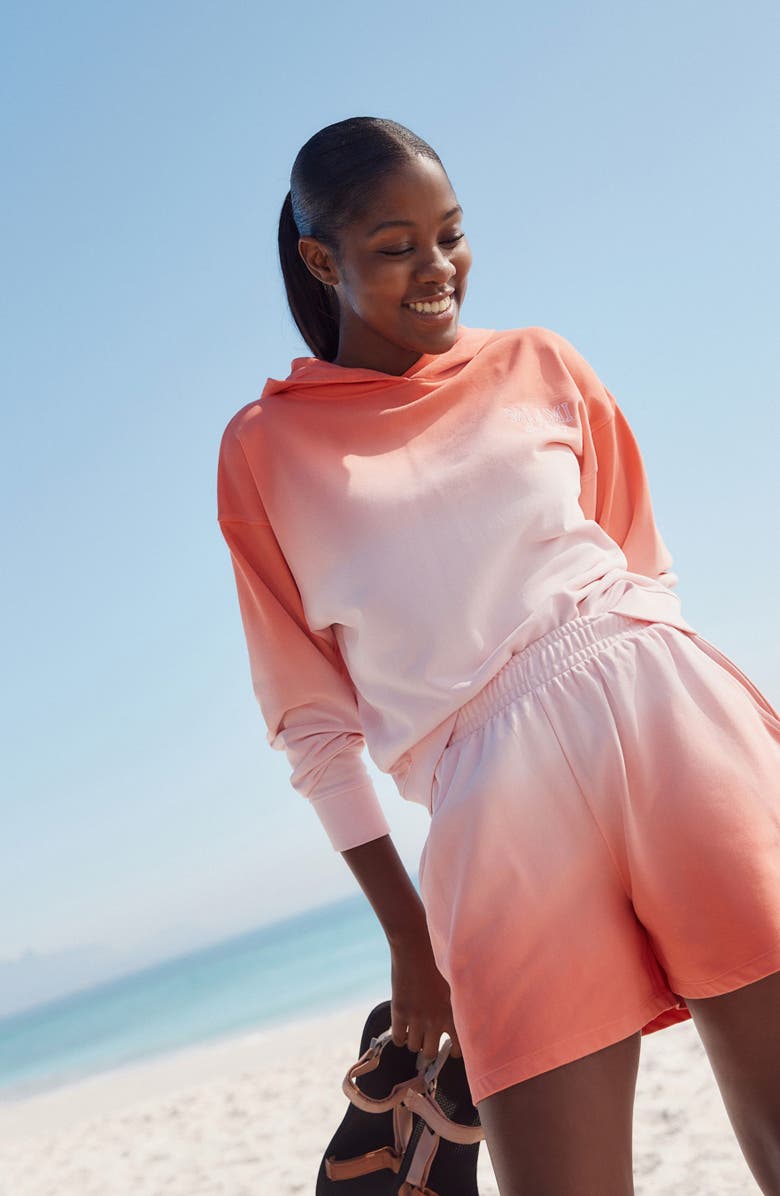 NEXT Ombré Cotton Blend Fleece Sweat Shorts, Alternate, color, Orange