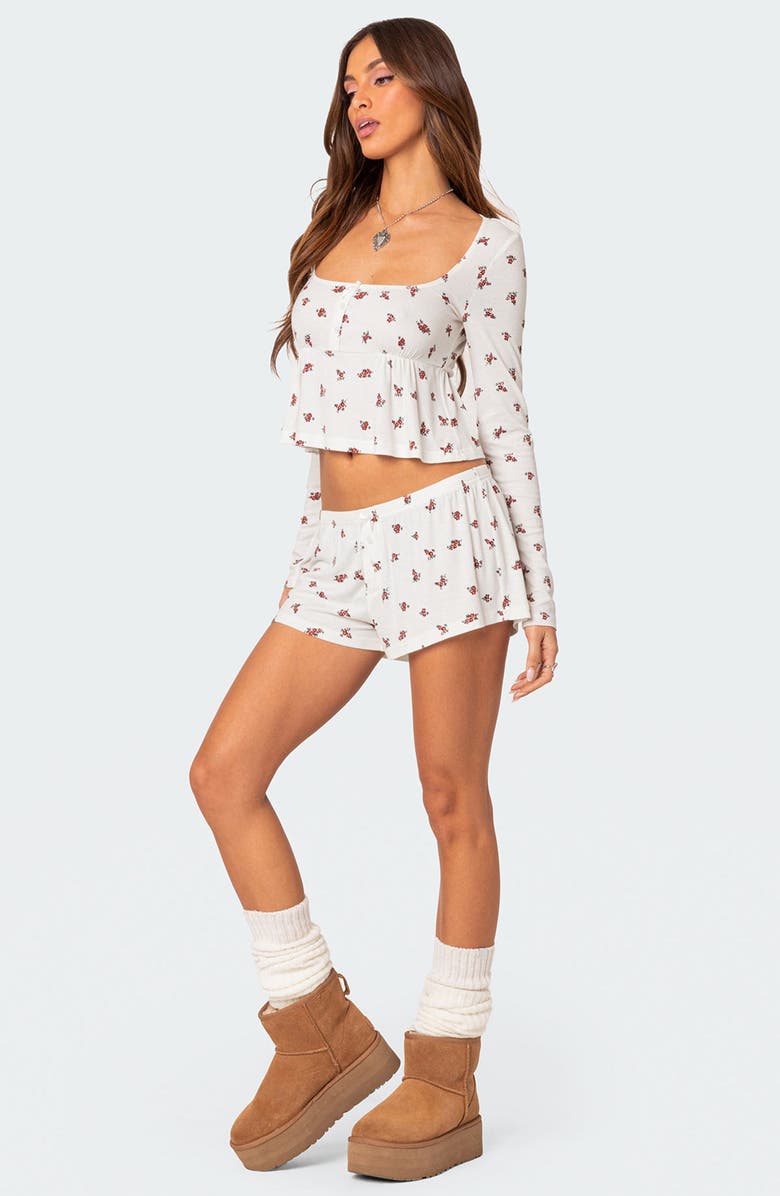 EDIKTED Meliora Rib Shorts, Alternate, color, 